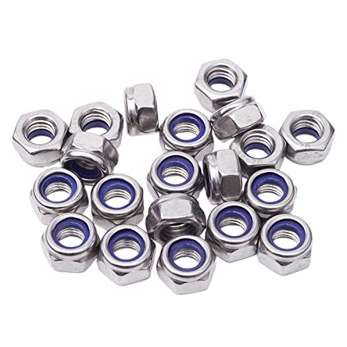 DIN985 Écrou de Blocage Écrous Autobloquant de Standard Écrou de Sécurité Écrou en Acier Inoxydable Écrou Hexagonaux (20Pcs, M8) Cover