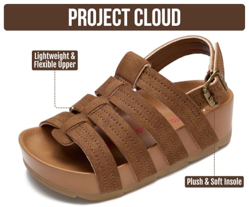 Image of Project Cloud Kids Sandals for Girls - Girls Sandals with Adjustable Buckle Closure, Comfortable Plush & Soft Insole w /Wedge Design Non-Slip Outsole