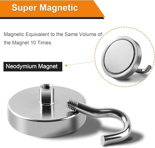 Image of 4Pcs Magnetic Hooks,Heavy Duty Earth Magnets with Hook for Refrigerator, Extra Strong Cruise Hook for Hanging, Magnetic Hanger for Curtain, Grill Office, and Kitchen (4 PCS)