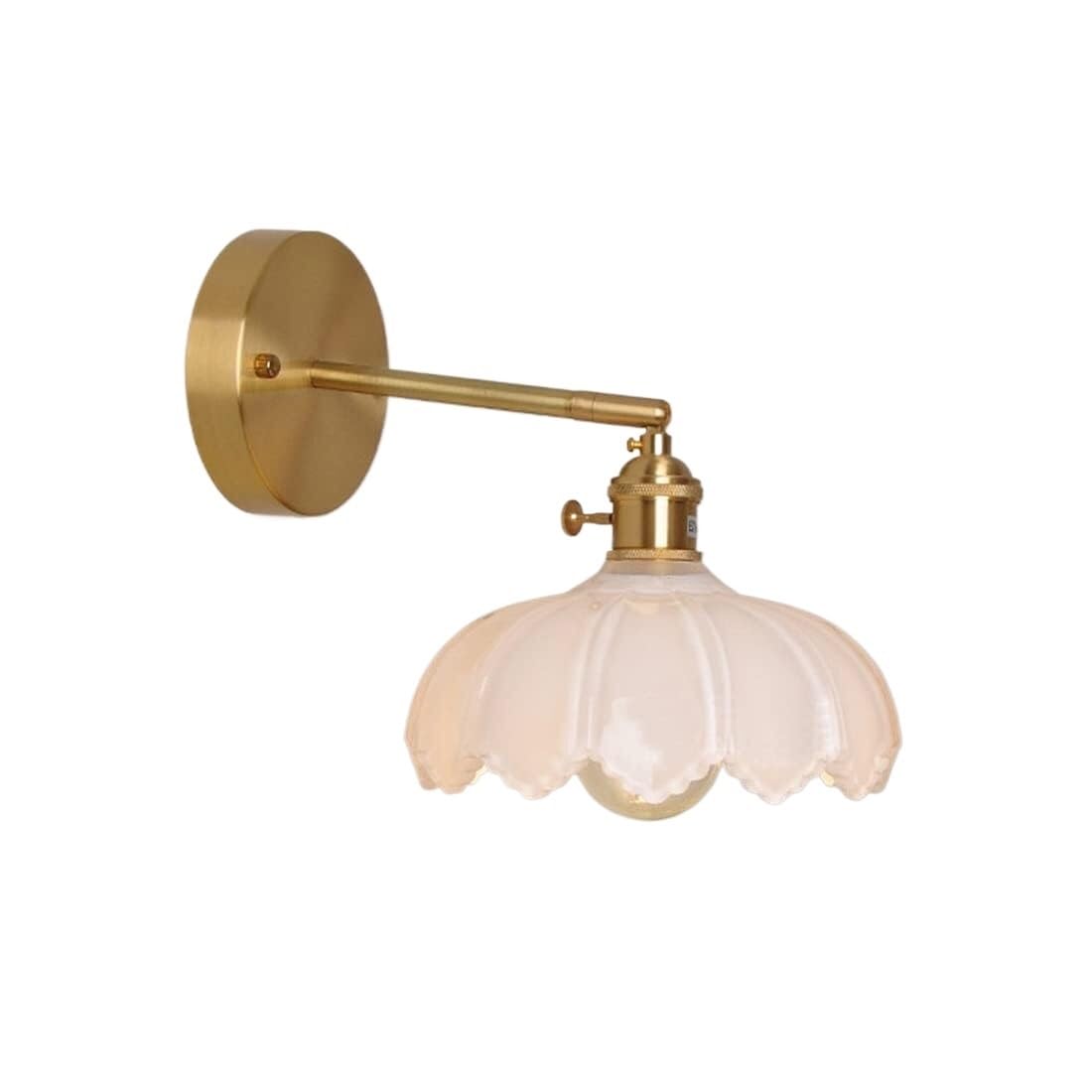 HPTHLY Mid Century Flower Shade Glass Bedside Wall Light Fixture Vintage Brass Hallway Aisle Wall Mounted Lamp D Corridor Stairs Wall Sconce For Bedroom