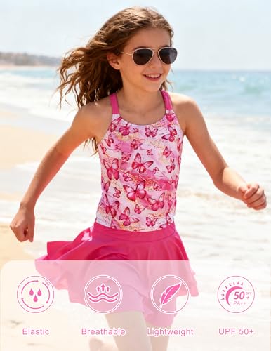 Image of ALISISTER Girls Tankini Swimsuit Two Piece Bathing Suits Summer Beach Swimwear with Shorts for 7-12 Years