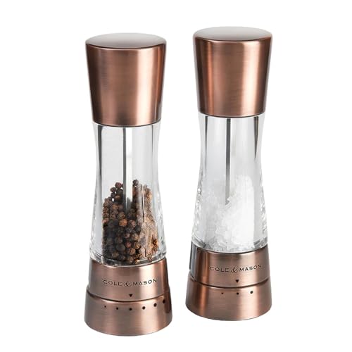 Cole & Mason Derwent Salt and Pepper Grinder Set - Refillable Salt & Pepper Grinder Set with Gourmet Precision Mechanisms - Kitchen Accessories for Cooking - Gift Set, Copper