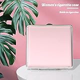 Cigarette Cases for Women- Pink PU Leather Cigarette Case Slim Holds 20 Cigarette Lady Cigarette Holder Box with Metal Clip (Pink) - Image 4