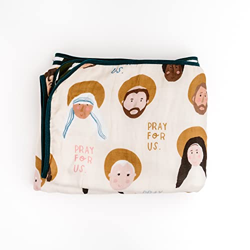 Image of Be A Heart Muslin Baby Blanket, Baptism Gift (All Saints)