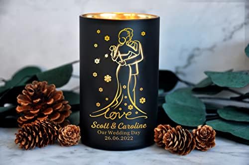 Personalised Candle Cedarwood Cinnamon Sandalwood Gifts for Wedding Anniversary Birthday Valentines Day Custom Gift for Her Women Golden Wedding Anniversary up to 40 Hours Burn Time (Design 02)