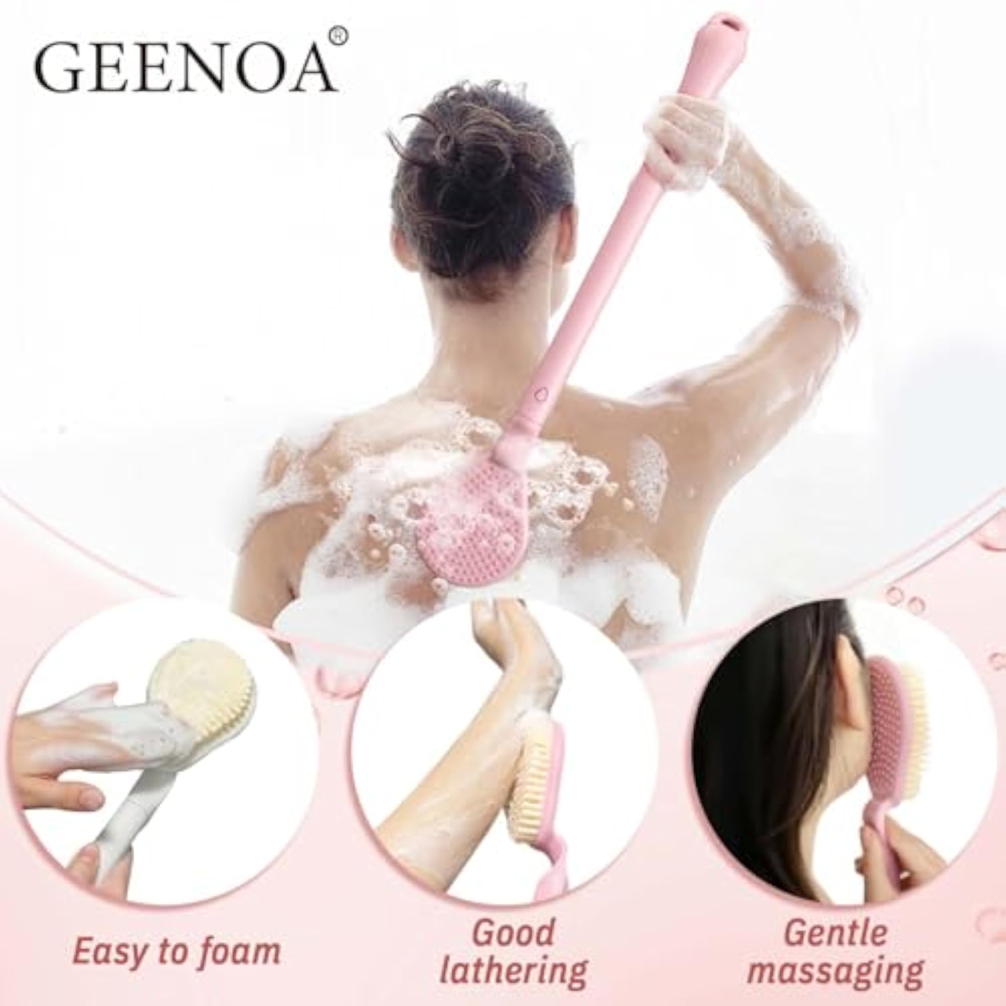 Detachable Long Handle Shower Back Scrubber