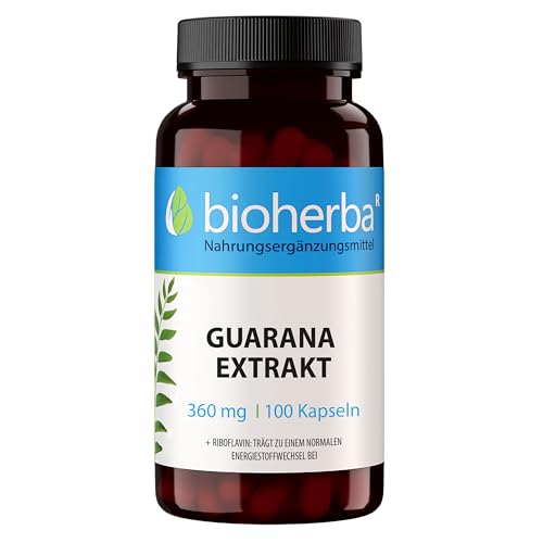 Guarana Kapseln – 100 Stück mit 1080 mg enthalten Koffein & Biotin von BIOHERBA PZN 18215209