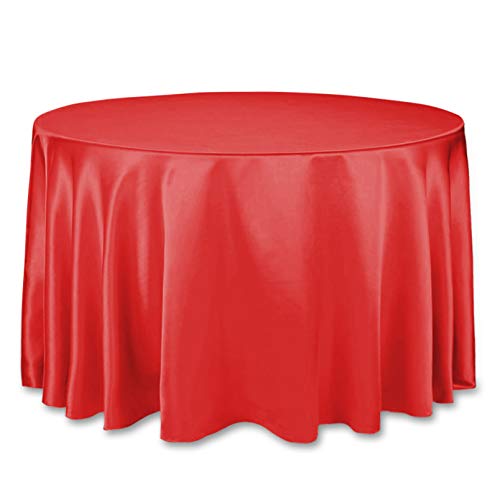 LinenTablecloth 108-Inch Round Satin Tablecloth Red