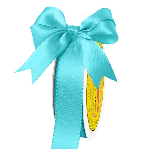 Image of Double Face Turquoise Satin Ribbon 7 /8 inch X 25 Yards for Gift Wrapping Very Suitable for Weddings Party Hair Bow Invitation Decorations and More