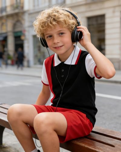 Image of Boys 2 Piece Outfits Short Sleeve Basketball Pattern T-Shirt and Shorts Summer Clothes for Kids 5-12 Years