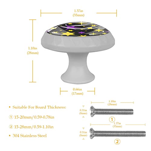 Boutons fluorescents violets et étoiles dorées pour commode (Lot de 4) - 6