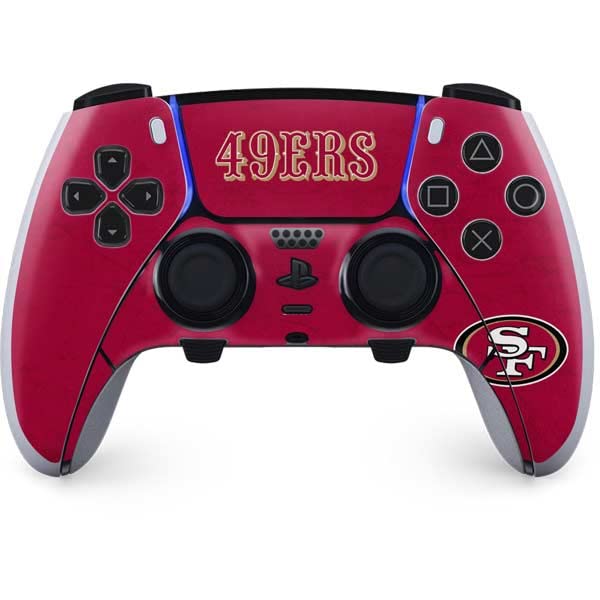 Vista 11 de Skinit Decal Gaming Skin Compatible with PS5 DualSense Edge Pro Controller - Officially Licensed NFL San Francisco 49ers Double Vision Design Negro