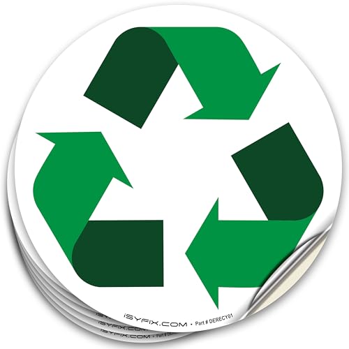 iSYFIX Recycle Sticker for Trash Can –6 Pack 5 inch- Premium Self-Adhesive Vinyl, Laminated for Weatherproof, UV Resistant, Perfect Label Stickers for containers, Ideal Sign for Home, Office, Kitchen