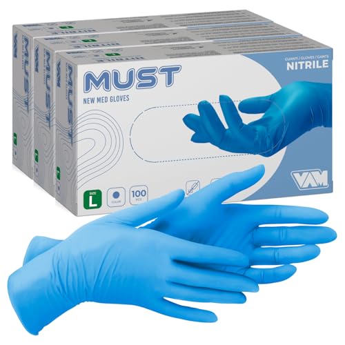 Eurocali 300 Guanti Blu Nitrile Monouso 3,5gr Non Sterili Senza Lattice e Senza Talco per Pelli Sensibili Colore Blu Taglia L