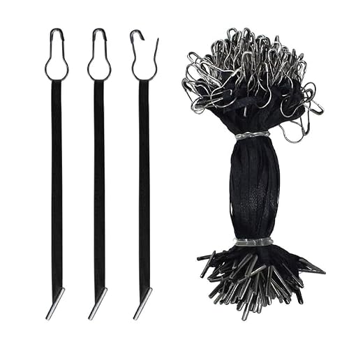 4.5 Inch 500pcs Hang Tag String Silks and Satin Strings, Safety Pin and Barb Fasteners for Clothing Hang Tags (Black)