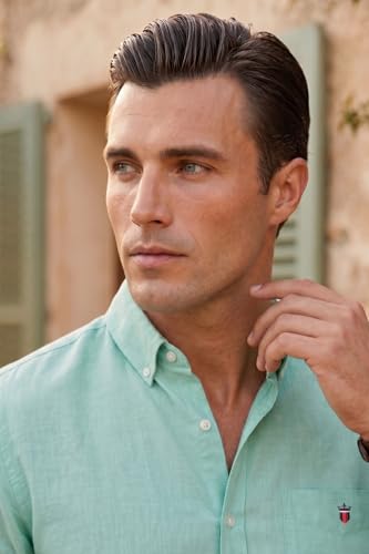 Image of Louis Philippe Men's Slim Fit Signature Oxford Easy Care, Natural Stretch Full Sleeve Solid Casual Shirt, Cotton