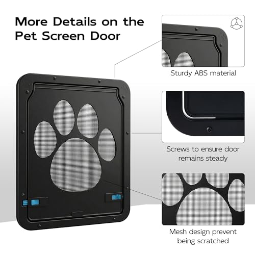 PetPrime Cat Door for Screen Door with Flap Opening 8×10 inches,Lockable Auto-Close Magnetic Pet Door for Cats & Small Dogs,Suitable for Sliding Screen Door,Easy Install,Small - Image 5
