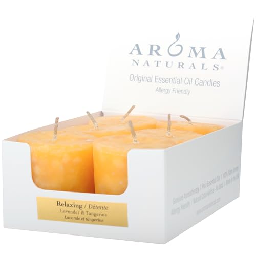 Aroma Naturals Votive Candles Essential Oil Orange Scented, Lavender and Tangerine, 6 Count