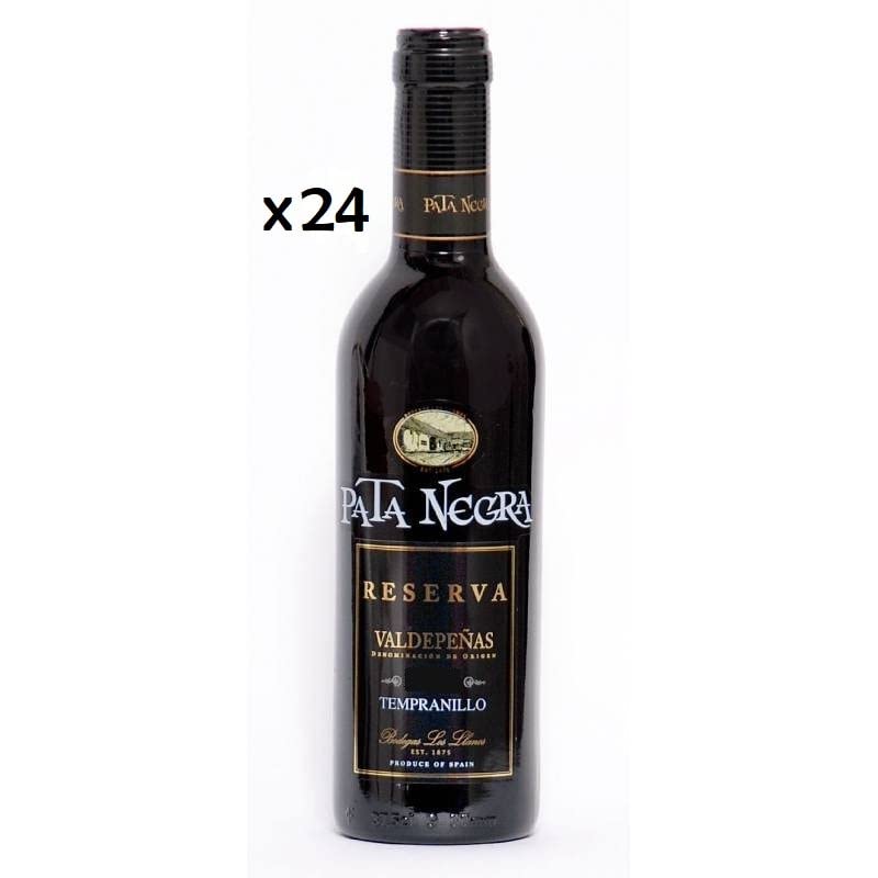 Pack de 24 Botellas Botellines de Vino Pata Negra Valdepeñas Reserva 375ml - Vinos para Detalles de Bodas