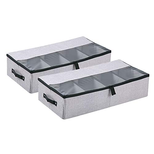 DreamyLife Borsa Organizer Pieghevole per Vestiti Scatole per Armadio, Scatola di Immagazzinaggio Custodia Contenitore in Tessuto Pieghevole (Grigio chiaro-2Pcs)