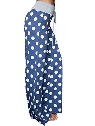 Image of iChunhua Women's Comfy Stretch Floral Print Drawstring Palazzo Wide Leg Lounge Pant