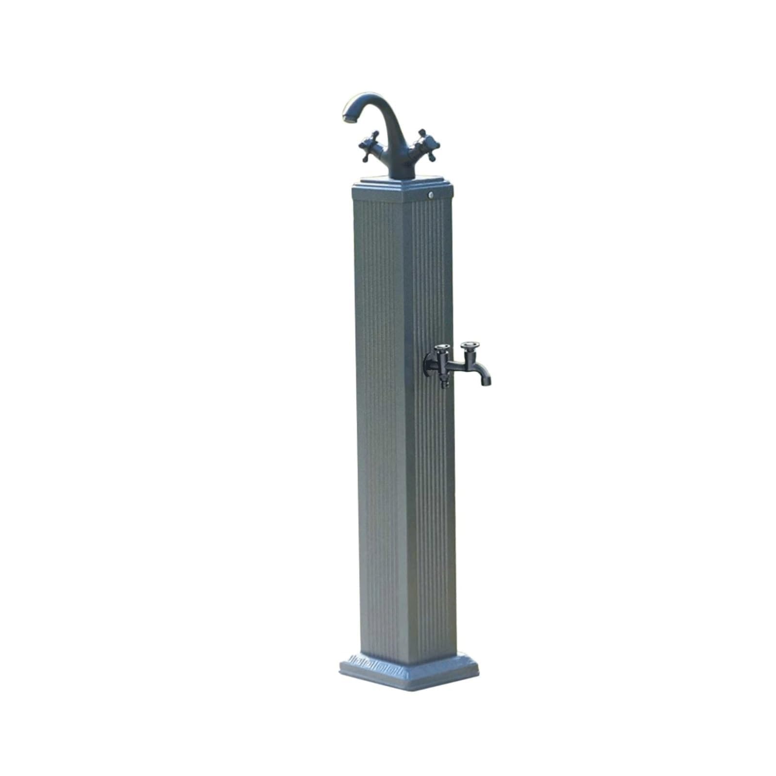 Outdoor Garden Water Column Standing Water Hydrant with Dual Brass Faucets, Antifreeze Antique Bronze Column Pedestal Water Tap(Gray)