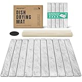 Stone Dish Drying Mat Collapsible Diatomaceous Earth Absorbent Mat Quick Dish Drying Pad Dish Rack Pad Match Any Counterto Multiple Usage for Kitchen,Bathroom (Light-Gray Frosted Pattern, 24