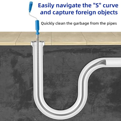 Image of 9.8Ft Stainless Steel Flexible Drain Cleaner Tool,Snake Drain Hair Remover tool for Kitchen Bathroom Shower Sink Toilet Bathtub