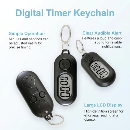 3 Pack Mini Cronómetro de Llavero, Cronómetro Digital de Bolsillo y Reloj de Cuenta Regresiva miniatura 6