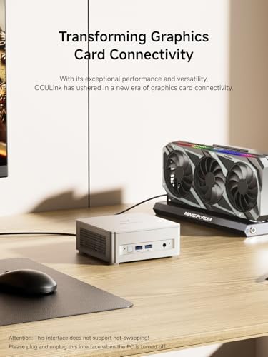 Image of MINISFORUM UM880 Plus Mini PC Barebone with AMD Ryzen 7 8845HS (8C /16T, up to 5.1GHz), Mini Computer Dual DDR5 RAM M.2 PCIe4.0 SSD Slots, OCuLink, 5xUSB Port, Triple Display with HDMI+DP+USB4, WiFi6e
