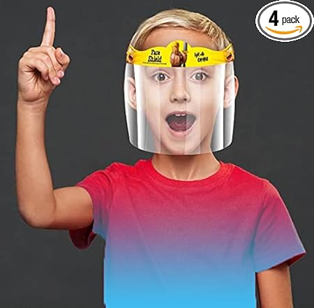 Xiran Wings Pack Of 4 Static Kids Face Shield With Comics Character Designed For Kids, Face Mask Shield (Pack of 4)