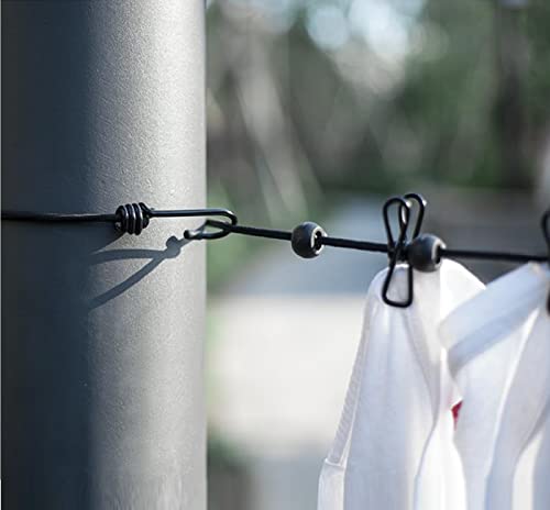 Xinhuishqz Portable Clothesline With 12 Clothespins, Windproof Travel Clothesline Stretchy Retractable Elastic Laundry Clothes Line For Backyard, Hotel, Outdoor And Indoor Use (2- Black) #TOP4