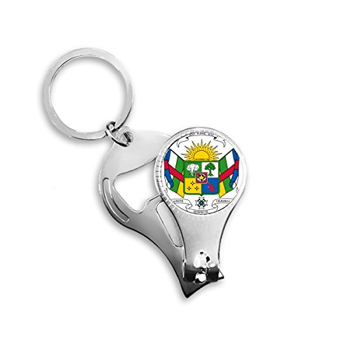 Porte-clés République Centrafricaine multifonction avec coupe-ongles et décapsuleur en métal