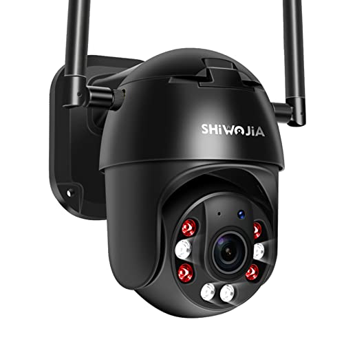 SHIWOJIA Caméra de surveillance 1080P Wi-Fi Extérieure, PTZ Dome Caméra Wi-Fi Extérieur sans fil avec vision nocturne, IP66 étanche, suivi automatique, audio bidirectionnel Cover