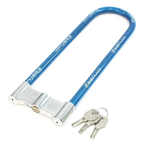 Aexit Motor Bike Door Gate Security Blue Plastic Coated Metal U Lock w 2 Keys (76363c3b056f670b31c2f46e3274f52e)