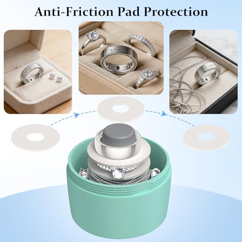 YWXTW Portable Holder for Oura Ring (with Airtag Slot), Waterproof Ring Case, Anti-Loss Ring Holder Keychain for Women & Men, Travel Jewelry Organizer for Gym & Daily Use (Mint) — view 4