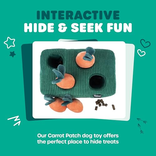 Webbox Carrot Patch Dog Toy - Plush with Interactive Treat Hiding Puzzle, Green - Image 4