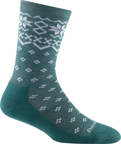 DARN TOUGH (6088) Lifestyle Shetland Crew Chaussettes légères avec coussin pour femme, bleu sarcelle, Large