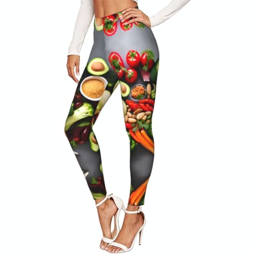 Leggings de compresión para mujer con estampado de comida saludable mallas suaves