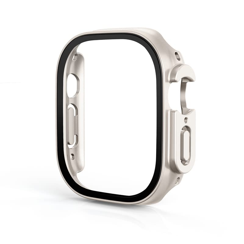 Accessoires Apple Watch Ultra 49mm verre trempé et coque PC starlight