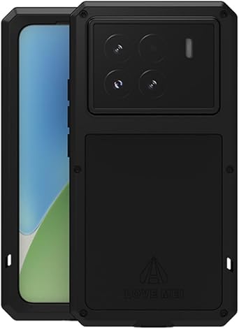 LOVE MEI for Xiaomi 15 Metal Case, Outdoor Heavy Duty Rugged Full Body Protection Case Military Bumper Aluminum Metal Shockproof Dustproof Case with Tempered Glass for Xiaomi 15 Black