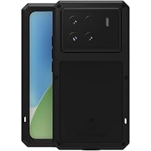 LOVE MEI for Xiaomi 15 Metal Case, Outdoor Heavy Duty Rugged Full Body Protection Case Military Bumper Aluminum Metal Shockproof Dustproof Case with Tempered Glass for Xiaomi 15 Black