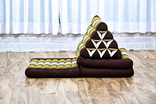 Leewadee 3-Fold Mat With Triangle Cushion – Comfortable Tv Pillow, Foldable Mattress With Cushion Made Of Eco-Friendly Kapok, 67 X 21 Inches, Brown Green #TOP6