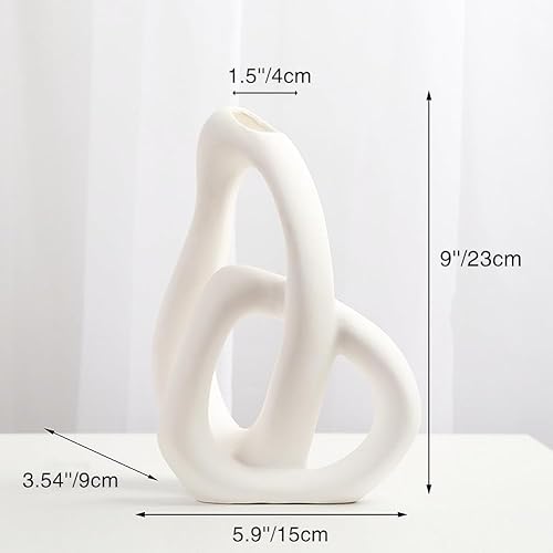 Miniatura 9 de Jarrón blanco de cerámica hecho a mano, jarrón de cerámica antiguo, decoración creativa y moderna del hogar, para centros de mesa, cocina, oficina o