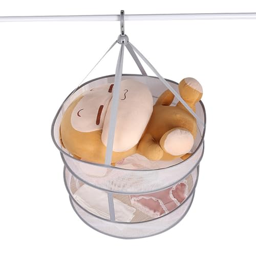 Kiuiom Secador De Malla Plegable, Red De Rejilla De 2 Capas para Hierbas, Plantas, Vegetales, Ropa Interior y Calcetines