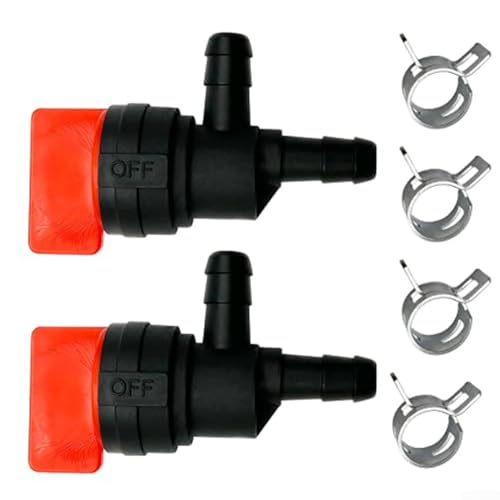 Kit de válvula de cierre de combustible de 90 grados para maquinaria pequeña, apto para motosierras, cortadoras de césped y tractores de jardín con tubo de combustible de 1/4 pulgadas, incluye 2