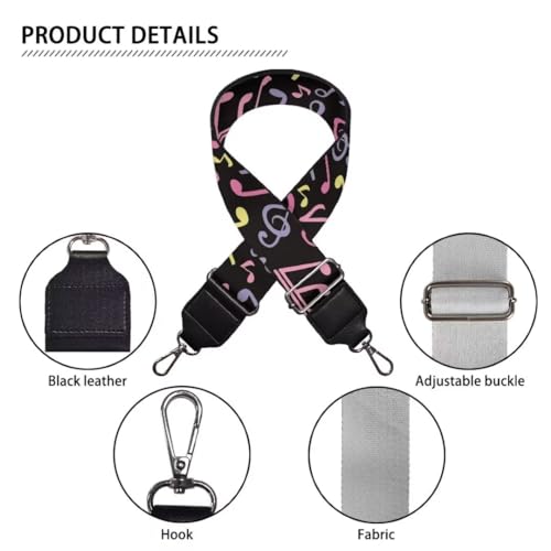 Image of Coldinair Music Notes Wide Shoulder Strap Adjustable Replacement Belt Guitar Crossbody Bag Straps Handbag Strap Canvas Straps Luggage Strap