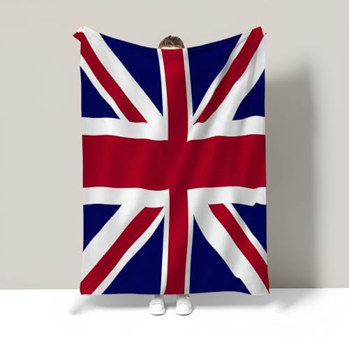 Versátil Manta De Peluche Azul Rojo 130X150Cm Manta Union Jack Mantas Acogedora Rayas Simples Mullida Colchas Sofá Mantas De Franela Decorativa para Camas Infantiles Silla