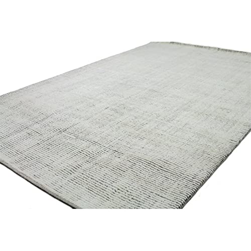 Bashian Collection Area Rug - Luxury Hand Tufted Wool & Viscose - Home Decor For Runner Rug, Entryway Rug, Living Room Rugs, 3.6’ X 5.6’, Ivory/Grey, Contempo Alm211 #TOP1