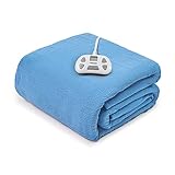 PiPiMAMA Electric Heated Blanket Twin Size 62'x84' Polar Fleece Electric Blanket Twin 10 Heating Level Fast Heating with, 12 Hours Auto-Off, Overheating Protection Machine Washable, Blue